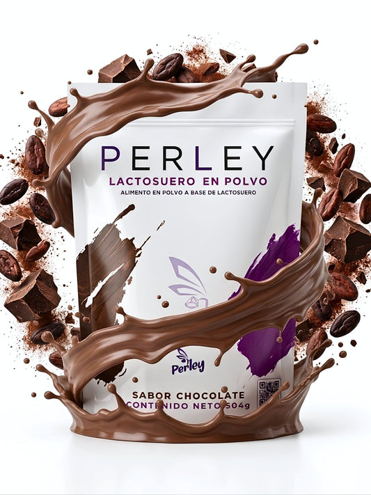 Sobre de Lactosuero en polvo Perley Sabor Chocolate de la marca Vieley, contenido de 504g