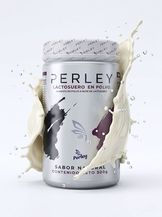 Frasco de Lactosuero en polvo Perley Sabor Natural de la marca Vieley, contenido de 500g